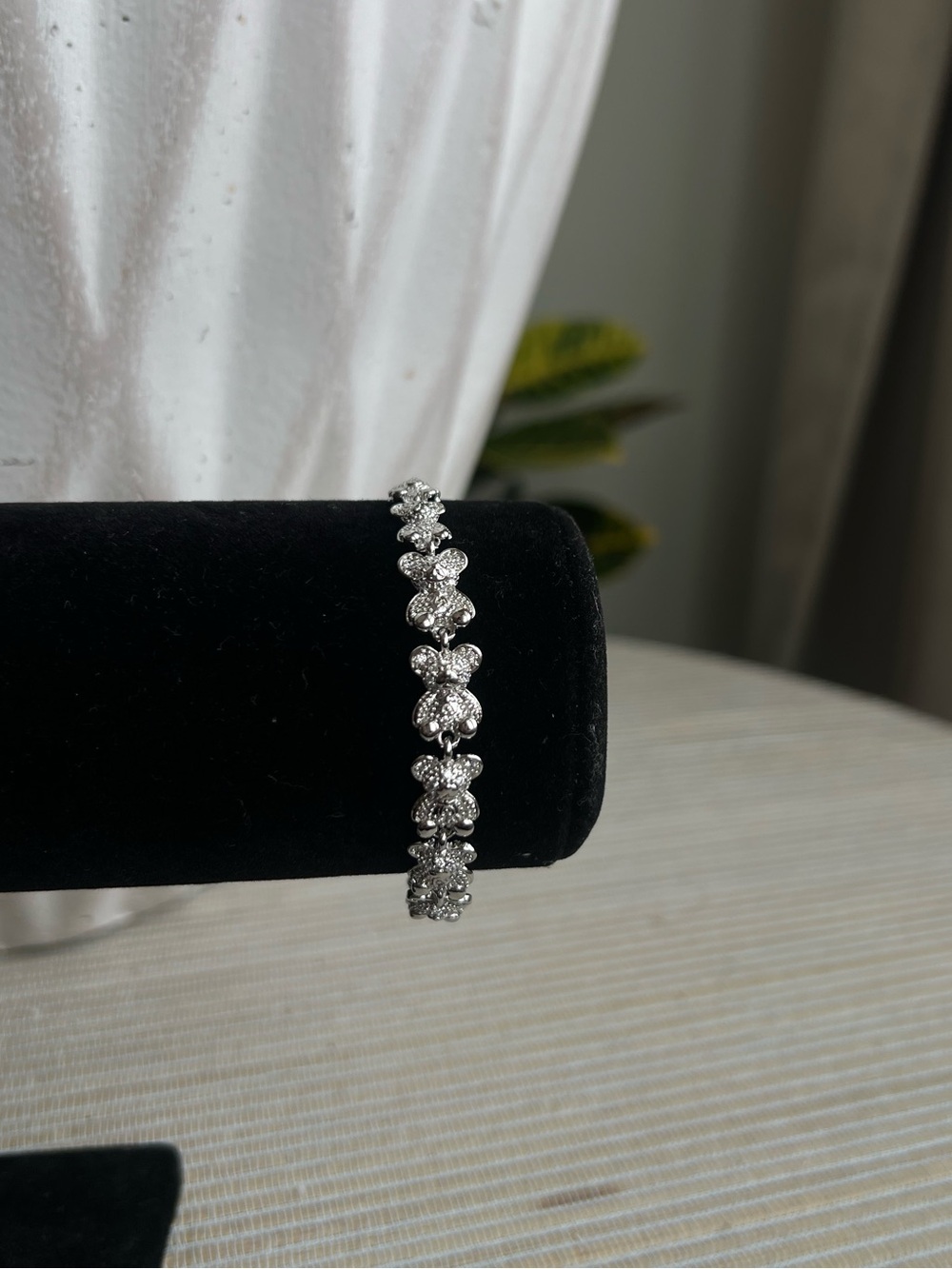 Silver teddy bear pavé Crystal Bracelet